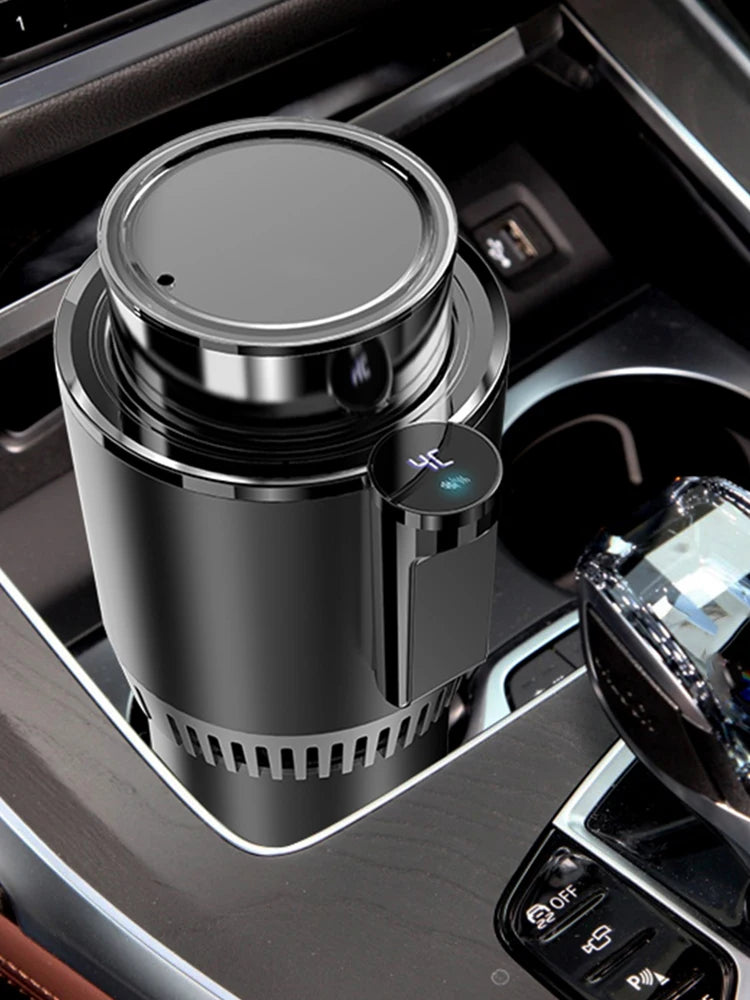 12V Car Office Cup Warmer Cooler with Temperature Display 2 In 1 Beverage Bottle Can Cooler Car Smart Hot Cold Cup Drinks Holder