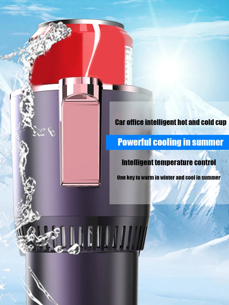 12V Car Office Cup Warmer Cooler with Temperature Display 2 In 1 Beverage Bottle Can Cooler Car Smart Hot Cold Cup Drinks Holder