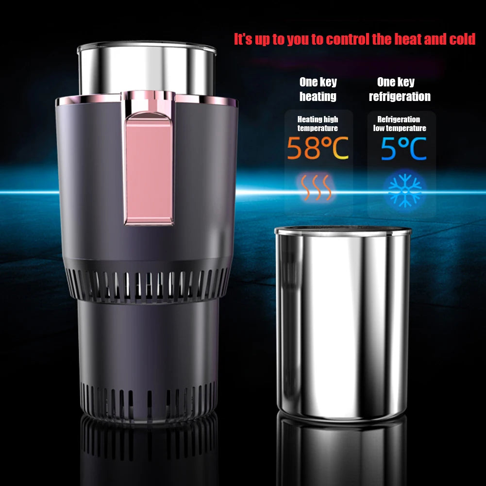 12V Car Office Cup Warmer Cooler with Temperature Display 2 In 1 Beverage Bottle Can Cooler Car Smart Hot Cold Cup Drinks Holder